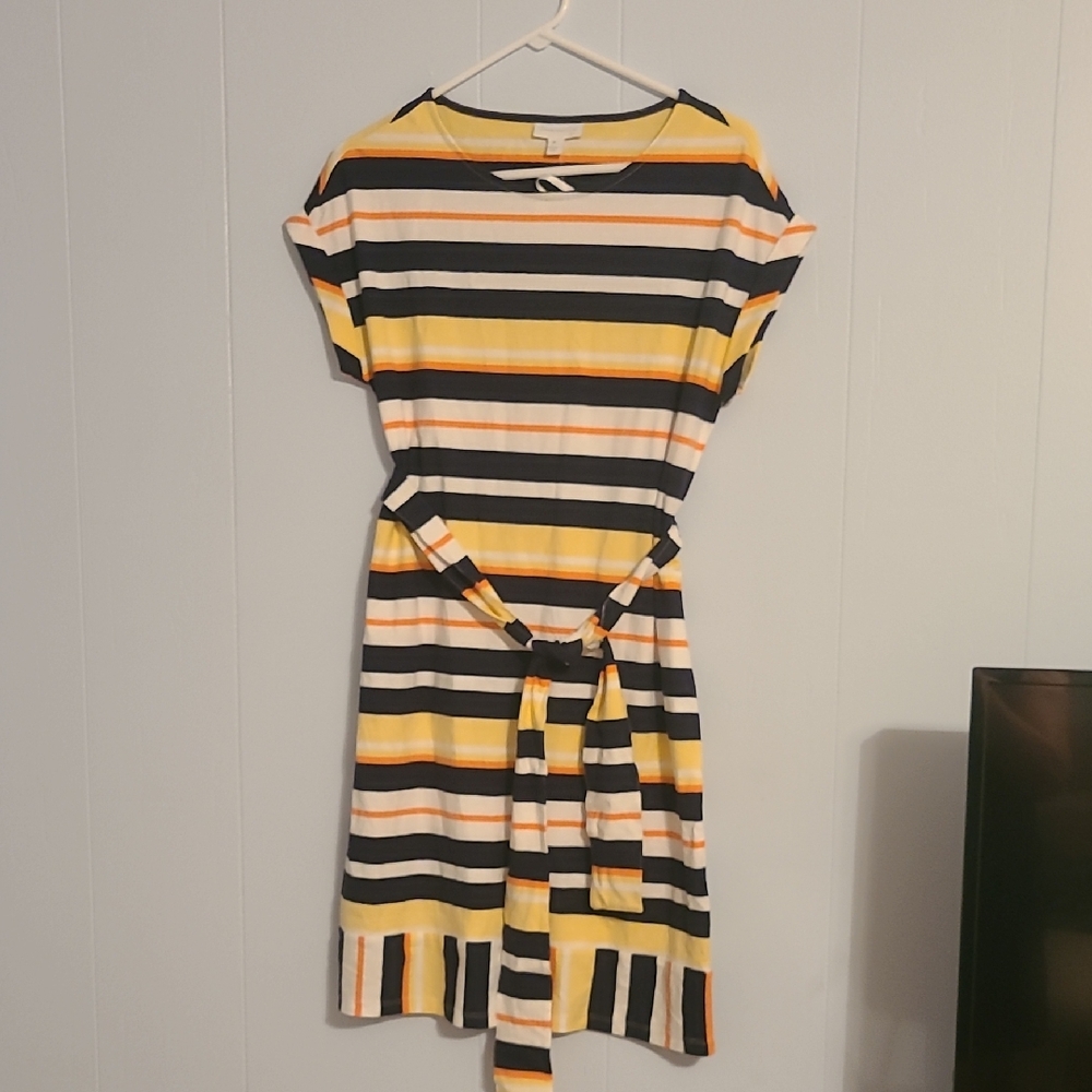 Charter Club Black and Orange Tie Front Midi Sundress